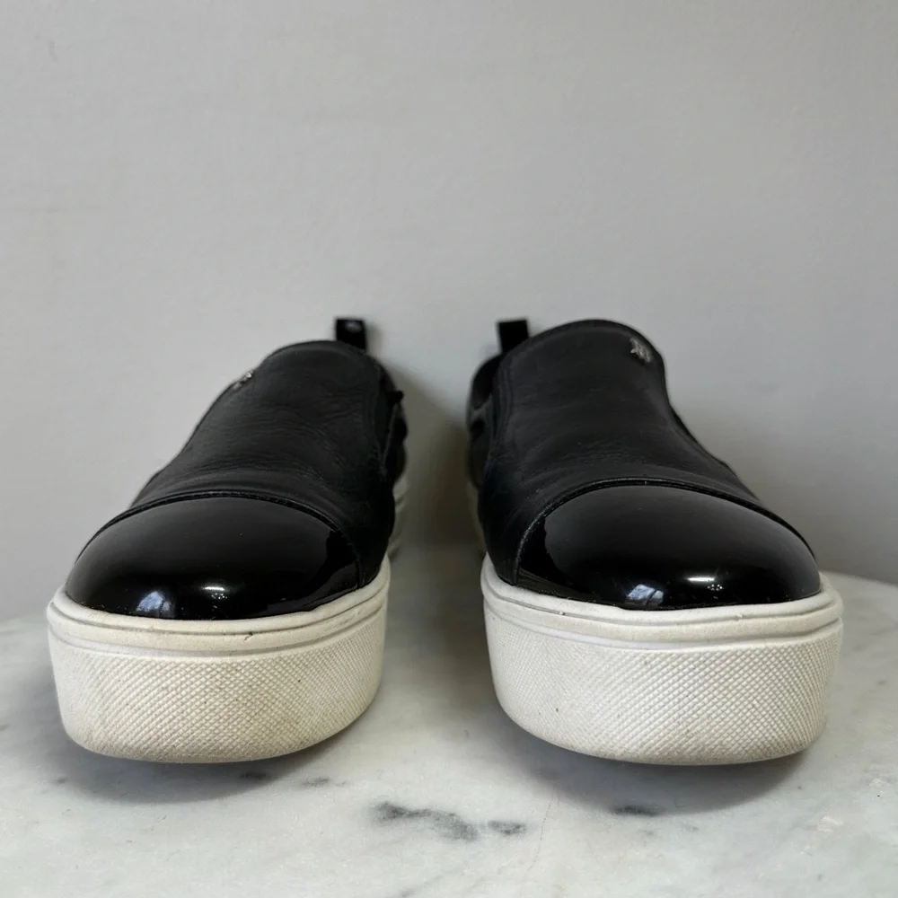 Anthropologie Raphaella Booz Black Soft Leather Platform Slip On Sneaker size 7